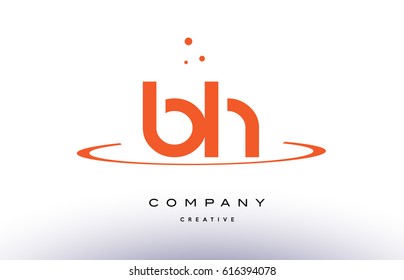 BH B H creative orange swoosh dots alphabet company letter logo design vector icon template