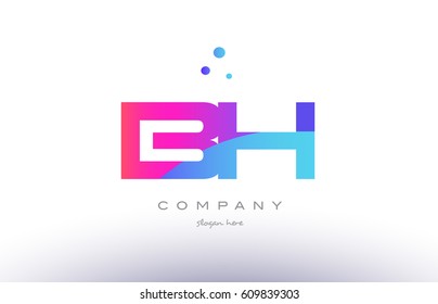 bh b h  creative pink purple blue modern dots creative alphabet gradient company letter logo design vector icon template