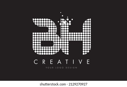 BH B H Dots Letter Logo Design White Magenta Bubble Circles and Swoosh