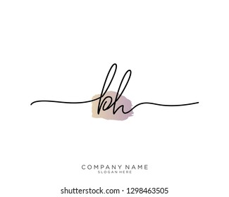 BH B H Initial handwriting logo template
