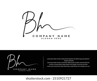 Logotipo inicial de la firma de escritura a mano de BH