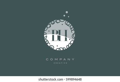 bh b h  monogram floral vintage retro green white alphabet decorative company letter logo design vector icon template 