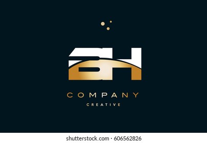 bh b h  white yellow gold golden metal metallic luxury alphabet company letter logo design vector icon template