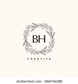 BH Beauty vectorial arte inicial del logo, logo de escritura a mano de firma inicial, boda, moda, joyas, boutique, floral y botánica con plantilla creativa para cualquier empresa o negocio.