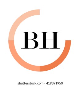 BH black letters , modern type of font , tree orange colors , simply alphabet like design identity