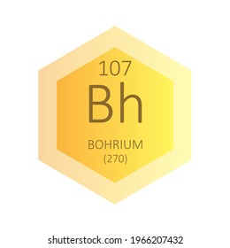 Bh Bohrium Chemical Element Periodic Table. Hexagon gradient vector illustration, simple clean style Icon with molar mass and atomic number for Lab, science or chemistry education.
