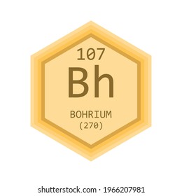 Bh Bohrium Chemical Element Periodic Table. Hexagon gradient vector illustration, simple clean style Icon with molar mass and atomic number for Lab, science or chemistry education.
