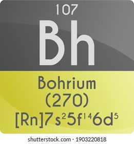 Bh Bohrium Transition metal Chemical Element Periodic Table. Square vector illustration, colorful clean style Icon with molar mass, electron config. and atomic number for Lab, science or chemistry