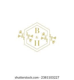 BH elegant wedding initial logo in high quality professional design that will print well across any print media