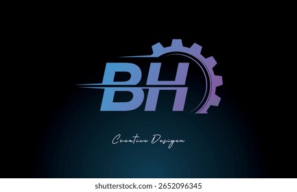 BH Gear Fusion Logo – Industrial Tech-Inspired Letter mark Futuristic Industrial Letter Mark Design for Technology and Engineering Brands.