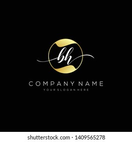 BH handwriting initial logo template vector.