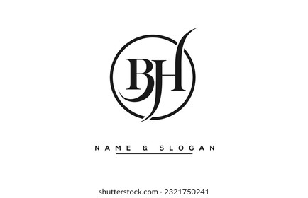 Monograma del logotipo de las letras abstractas de BH, HB