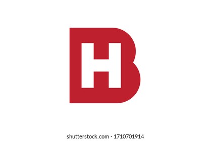 BH or HB and B, H Uppercase Letter Initial Logo Design, Vector Template