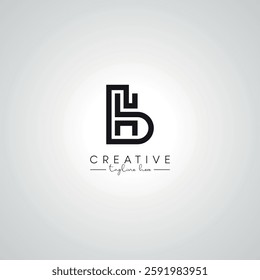 BH HB Letter Modern Artistic Abstract Logo Design. Initial Based Monogram Template.