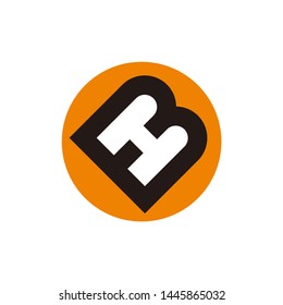 BH, HB logo in circle initial letter design template vector illustration