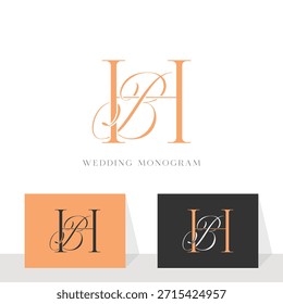 BH, HB Hochzeitsmonogramm Anfangsbuchstaben Logo