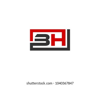 BH initial box letter logo template vector