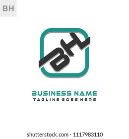 BH initial box letter logo template vector