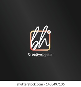BH initial handwriting with color logo icon template vector.