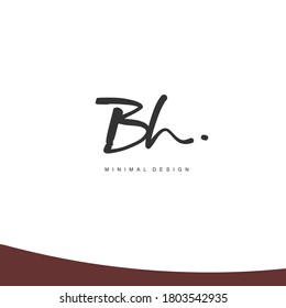 BH Initial handwriting or handwritten logo for identity. Logo with signature and hand drawn style.
