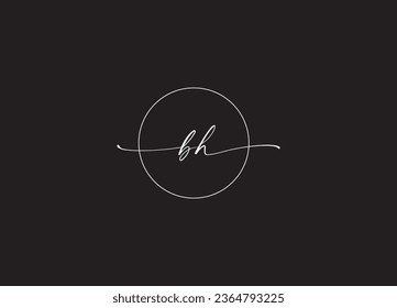 BH-Logo-Design mit anfänglicher Handschrift und minimalistisches Logo