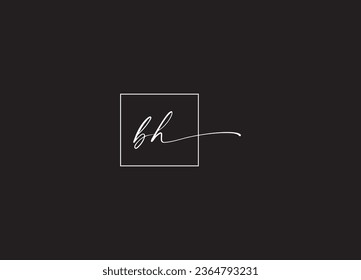 BH initial handwriting letter logo design and minimalist logo