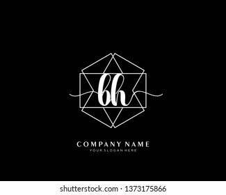 BH initial handwriting logo geometric template vector