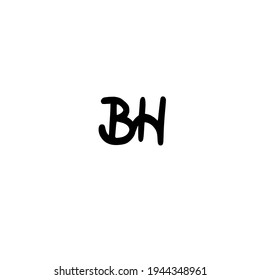 Logo de escritura a mano inicial de BH para identidad