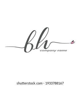 BH Initial Handwriting logo luxury vector beauty
