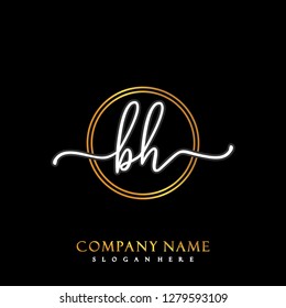 BH Initial Handwriting logo template vector