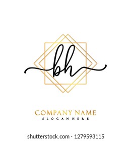BH Initial Handwriting logo template vector