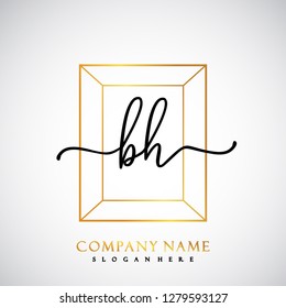 BH Initial Handwriting logo template vector