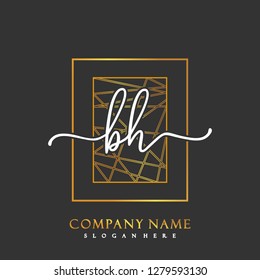 BH Initial Handwriting logo template vector