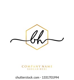 BH Initial handwriting logo template