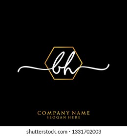 BH Initial handwriting logo template