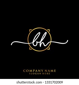 BH Initial handwriting logo template