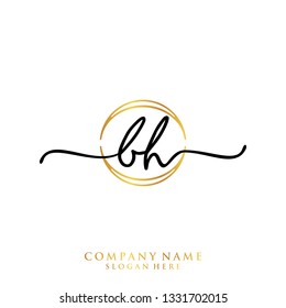 BH Initial handwriting logo template