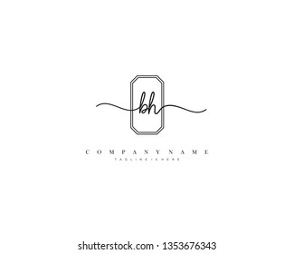 BH initial handwriting logo template vector