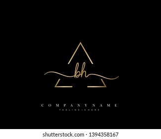 BH initial handwriting logo template vector