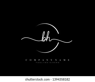 BH initial handwriting logo template vector