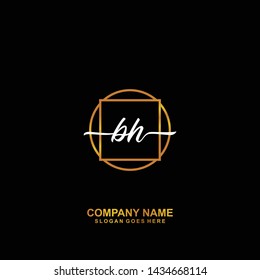BH Initial handwriting logo template vector