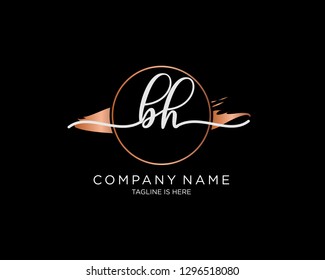 BH initial handwriting logo vector