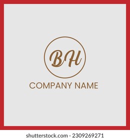 BH Initial handwriting and signature logo design with circle
