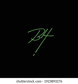 Caligrafía manuscrita inicial de BH para monograma y logotipo