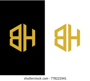 BH initial hexagon icon. letter. logo design vector eps 10