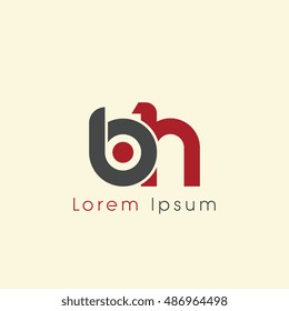 bh initial letter linked lowercase logo. b and h vector template design.