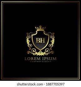 BH Letra Inicial Modelo de Logotipo de Lujo en arte vectorial para Restaurante, Royalty, Boutique, Cafe, Hotel, Heraldic, Joyería, Moda y otras ilustraciones vectoriales.