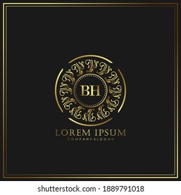 BH Letra Inicial Modelo de Logotipo de Lujo en arte vectorial para Restaurante, Royalty, Boutique, Cafe, Hotel, Heraldic, Joyería, Moda y otras ilustraciones vectoriales.