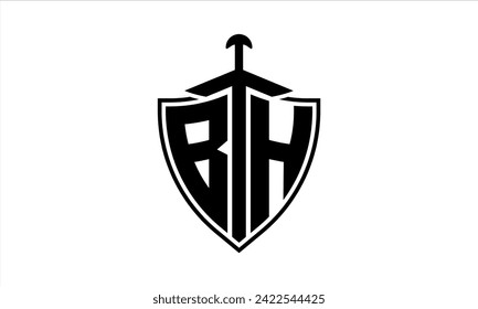 BH initial letter shield icon gaming logo design vector. batman, sports logo, monogram, shield, war game, symbol, playing logo, abstract, fighting, typography, icon, minimal, premier league, club logo