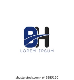 bh initial letter uppercase logo blue and black